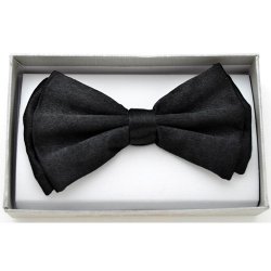 BOT-G54 Shiny metal look black Bow tie