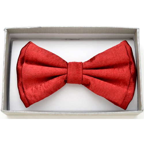 BOT-G58 Shiny metal look red Bow tie - Click Image to Close