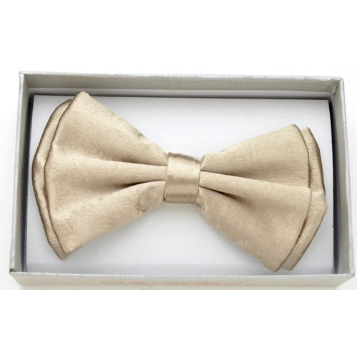 BOT-G60 Shiny platinum metal look Bow tie - Click Image to Close