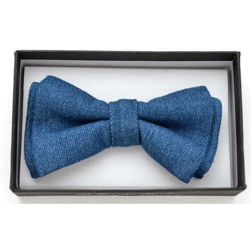 BOT-JN-5 Denim Bow tie medium blue. - Click Image to Close