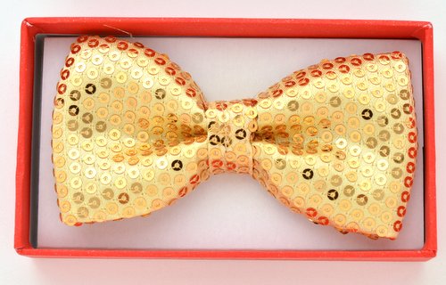 KBOT-500 Kids Gold Sequin Bowtie - Click Image to Close