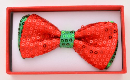 KBOT-512 Kids Red and Green Sequin Bowtie - Click Image to Close