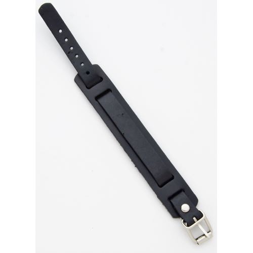 CH-001BLK Single buckle black leather bracelet - Click Image to Close