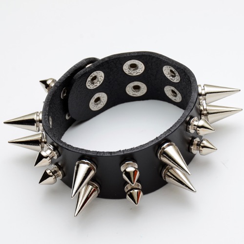 YW-B-216M Metal spike bracelet double row spike - Click Image to Close