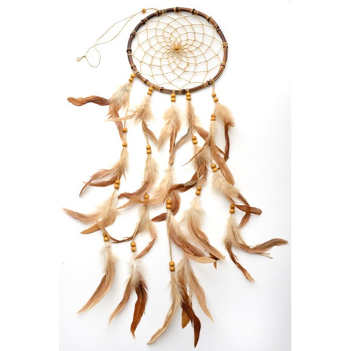 DC-101-23 9 inch Dream Catcher with light brown feathers. - Click Image to Close