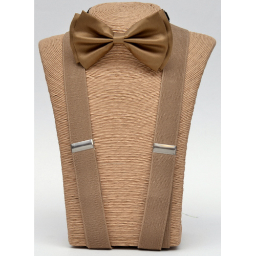 T-BOT-SUS Medium Brown Bow tie – Medium Brown Suspender set - Click Image to Close