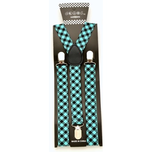 SP-171G Green plaid design suspenders with clips - Click Image to Close